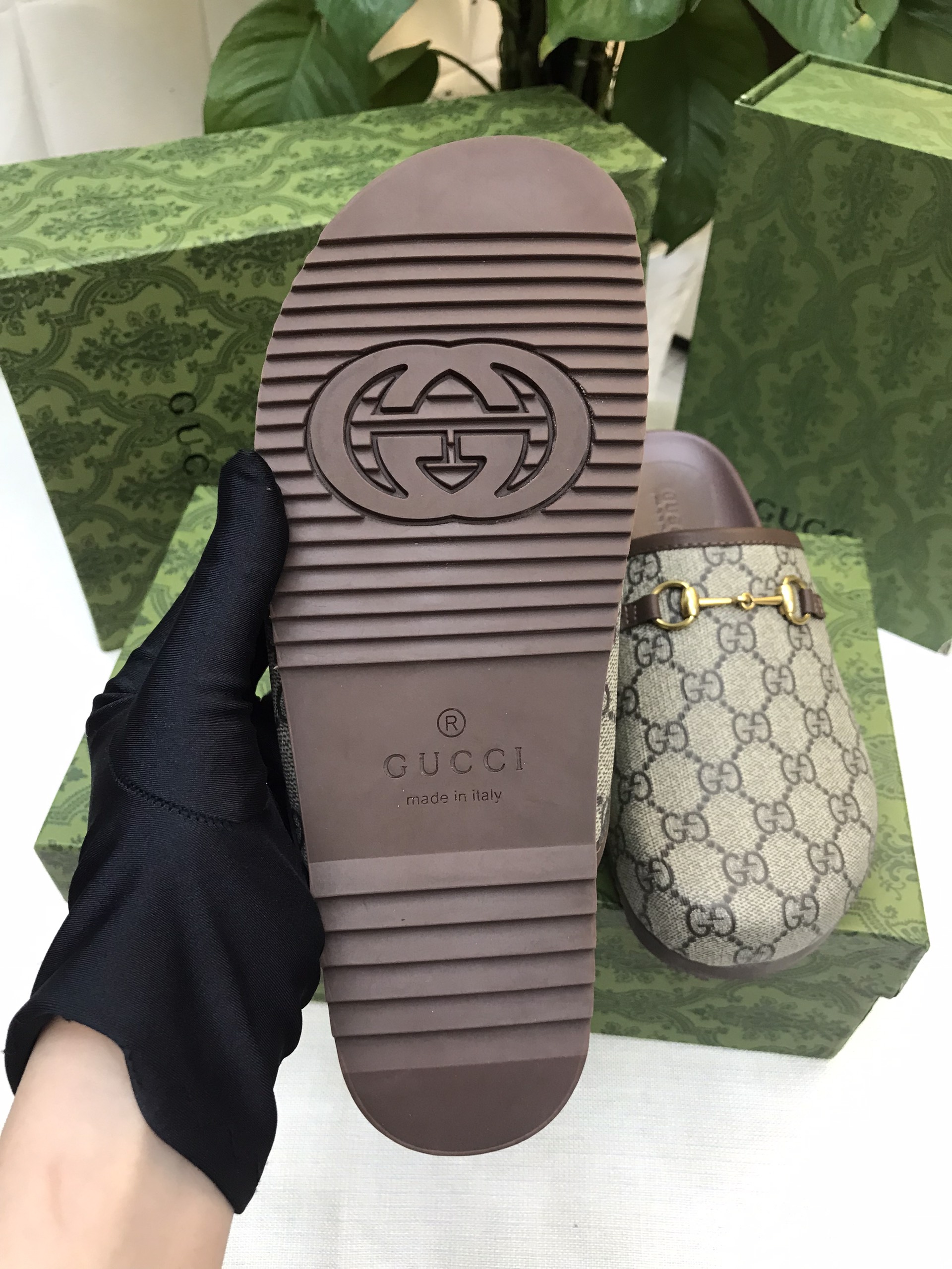 Dép Nam Gucci GG Slipper Horsebit Siêu Cấp 655571