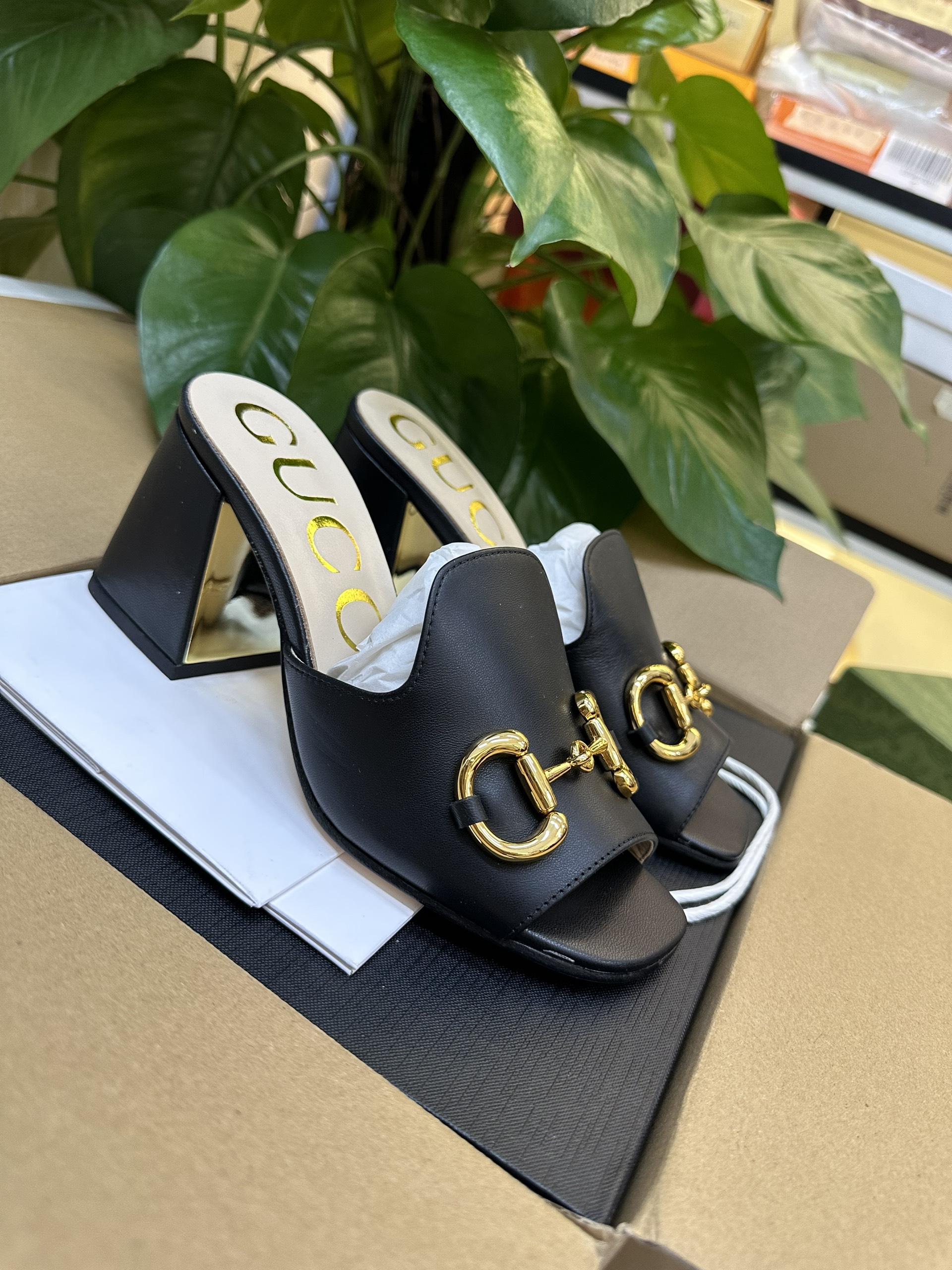 Giày Gucci Wonmen Slide Sandal Horsebit Siêu Cấp Màu Đen Size 35