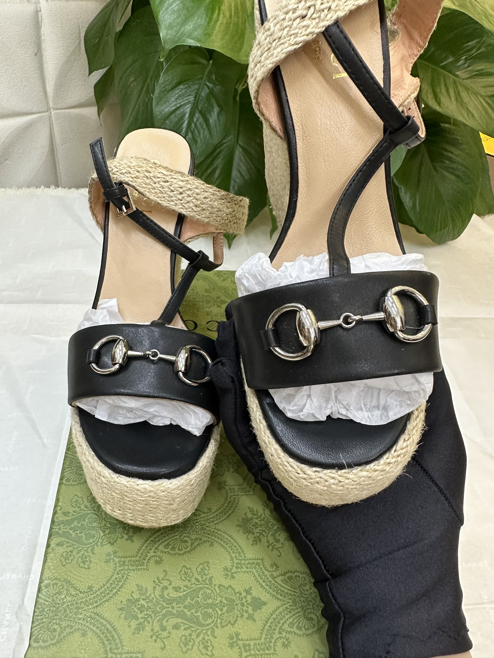 Giày Gucci Sandals Siêu Cấp Màu Đen Heel 13cm